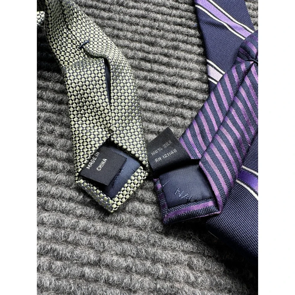 Nautica Ties Lot of 3 Mens One Size Navy Purple Striped Geometric‎ Neckties